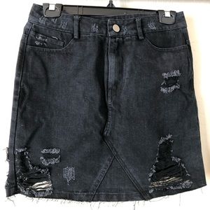 Nasty Gal destroyed/distressed denim skirt